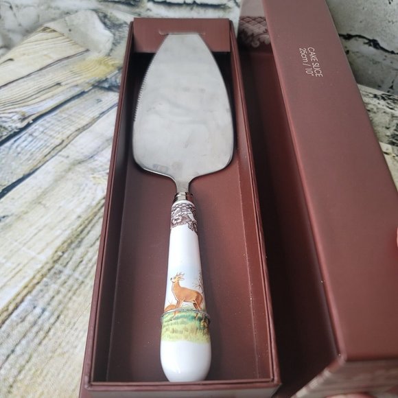 Spode Woodland Cutlery Pie Cake Knife Server Original Box 10 Inches - Picture 1 of 8